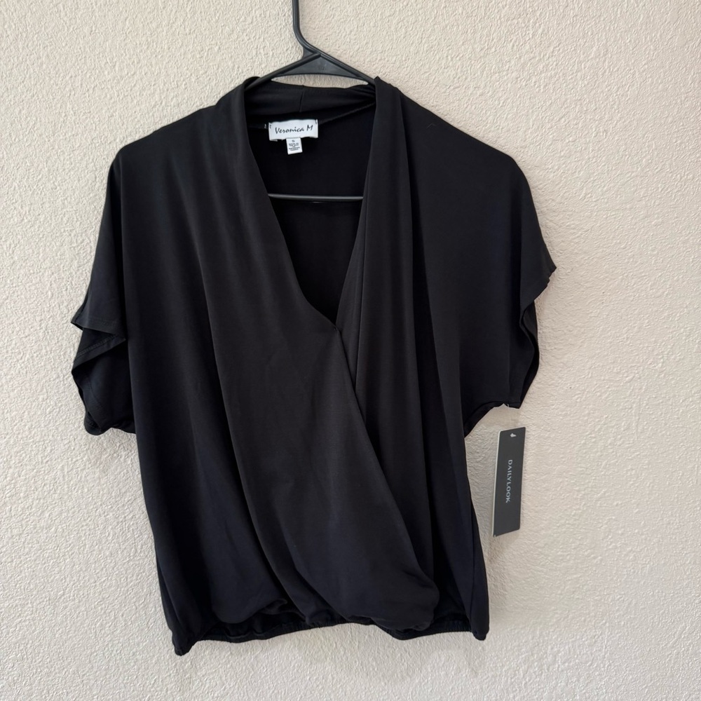 Veronica M Black Drape Blouse